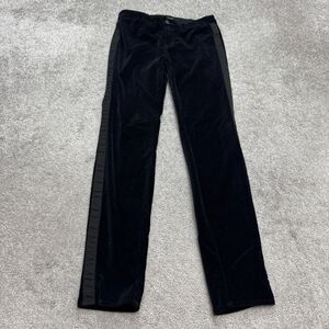 J Brand Katharine Velvet Tuxedo Striped Trouser Pants Womens 27 Black Mid Rise